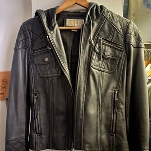 MICHAEL Michael Kors Black Quilted Leather Jacket